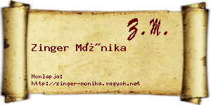 Zinger Mónika névjegykártya